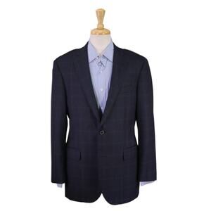 Brooks Brothers 1818 Madison Navy/Gold Windowpane 2Btn Wool Sportcoat Blazer 40R